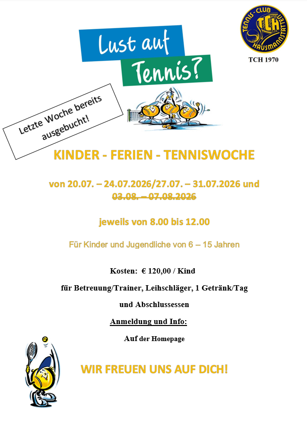 Kinder Tennis Ferienwoche neu